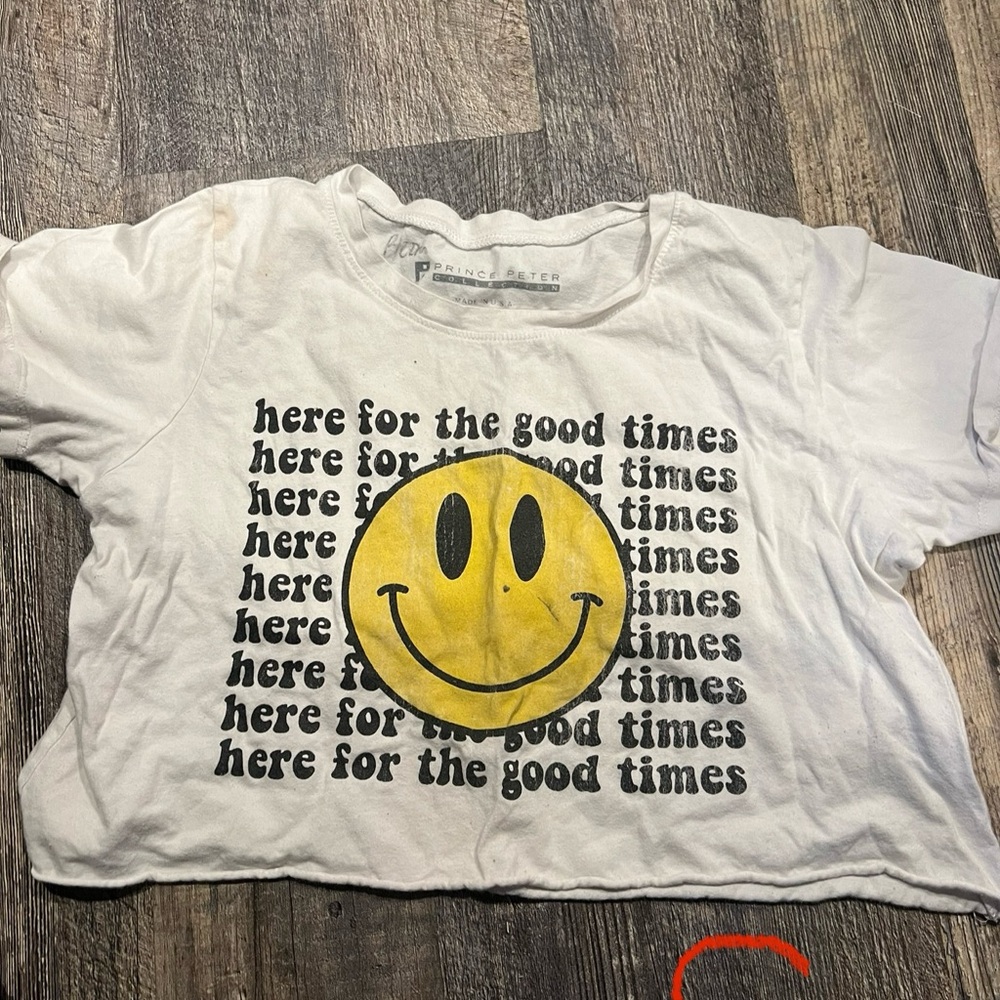 Prince Peter White Graphic Tee with Smiley Face